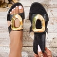 thumbnail image 6 of Beach Sandals, Cute Sandals for Women, Vacation Sandals for Women, Women's Snakeskin Mule Sandal Sparkle Dressy Flats Open Toe Slide Sandals Summer Chic Cut Out Slip On Shoes, Black 5.5, 6 of 8