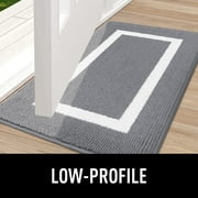 Buganda Indoor Door Mat, 20x 32, Non Slip Low-Profile Entrance Rug Front Inside Doormats Dirt Trapper Entry Door Rugs for Entryway, Grey