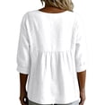 thumbnail image 6 of Bosfbaoi Womens Blouses V Neck Lace Trim Relaxed Fit 3/4 Sleeve Babydoll Crinkle Fabric Casual Tops for Women, 6 of 8