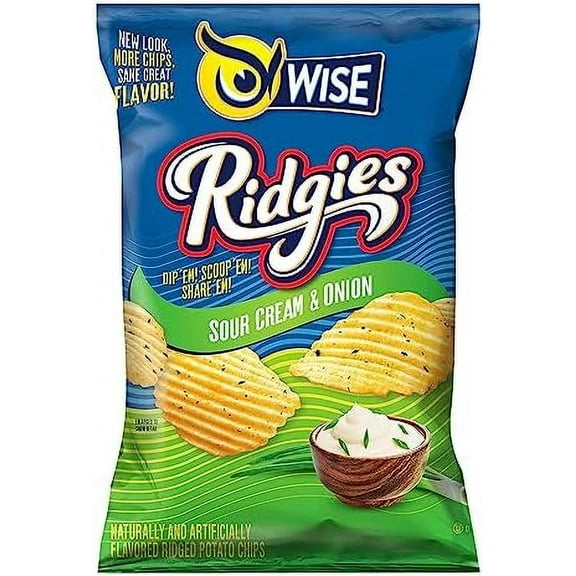 Wise Ridgies Sour Cream & Onion Ridged Potato Chips, 3-Pack 7.5 oz. Bags