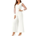 thumbnail image 4 of INSPIRE CHIC Women's Jumpsuits V Neck Mesh Long Sleeve Wide Leg Party Rompers XL White, 4 of 6