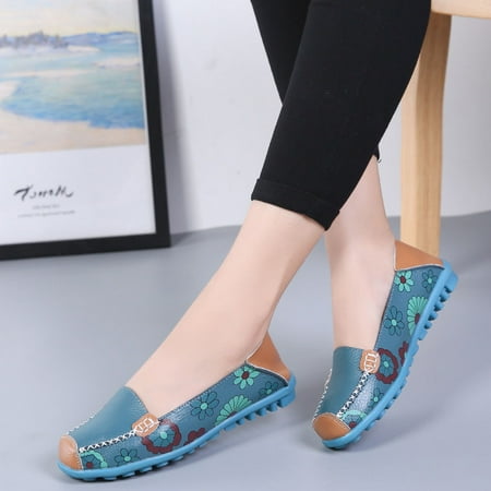 

Women s Sandals Floral Printed Casual Slip on Slides Slippers Shoes Super Soft PU Footbed Anti-Slip Sole for Girls Blue 41