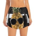 thumbnail image 4 of Lsque Pineapple With Black Glasses Printed Women's Running Shorts with Liner Pockets,Elastic Quick Dry Workout Athletic Gym Yoga Shorts,Womens High Waist Shorts-, 4 of 9