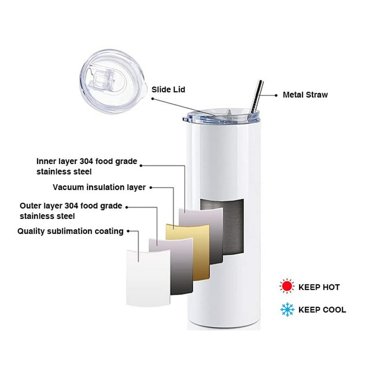 20oz Taperless Stainless Steel Blank Sublimation Tumblers Double Wall