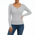 thumbnail image 6 of YueHuiYing Women's 2025 Fall Long Sleeve T Shirts Ribbed Knit Slim Fit Basic Tops Blouse Casual Outfits, 6 of 7