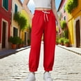 thumbnail image 2 of XUNKUSGA Sweatpants for Girls 4-15 Years Solid Color Baggy Thickened Pants Casual High Waisted Comfy Cinch Bottom Sweat Pants with Pockets and Drawstring Red, 2 of 4