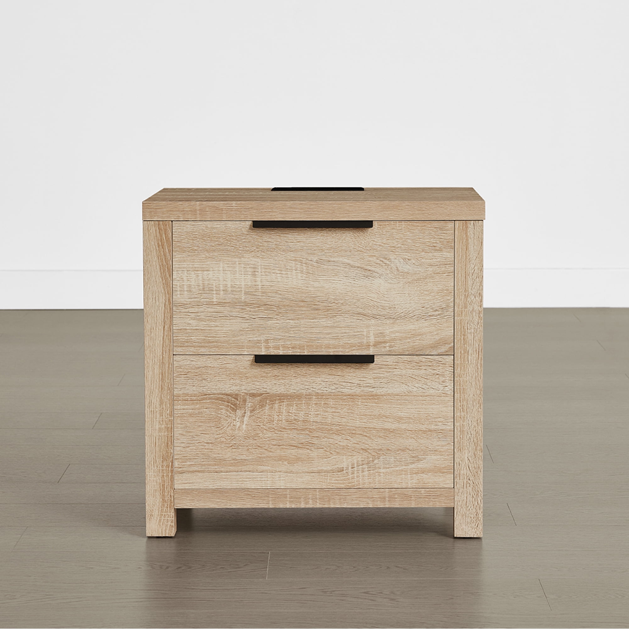 Spruce & Spring Farmhouse Nightstand with 2 Drawers, USB & Type-C Port and Power Outlets