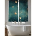 thumbnail image 5 of Teal Yellow Star Sheer Curtains 72 Inch Length 2 Panels Set, Elegant Sky Star Art Voile Window Treatment Rod Pocket Curtains Sheers Drapes for Bedroom/Living Room/Kitchen 52"x72"x2, 5 of 7