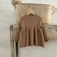 thumbnail image 1 of AherBiu Baby Newborn Girls Rompers Long Sleeve Crewneck Ruffle Dress Fall Winter Solid Color Jumpsuits Dress Onesie, 1 of 3