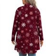 thumbnail image 4 of Women's Fall and Winter Fashion Casual Print Long Sleeve Mid-Length Cardigan Jacket, Christmas Theme for Holiday Season,Wine,2XL, 4 of 6