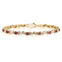 10k Yellow Gold Diamond and Garnet Bracelet
