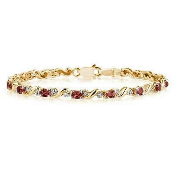 10k Yellow Gold Diamond and Garnet Bracelet
