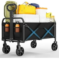 Goldensoil Collapsible Folding Utility Wagon Cart, Portable Camping Garden Beach Trolley, Black