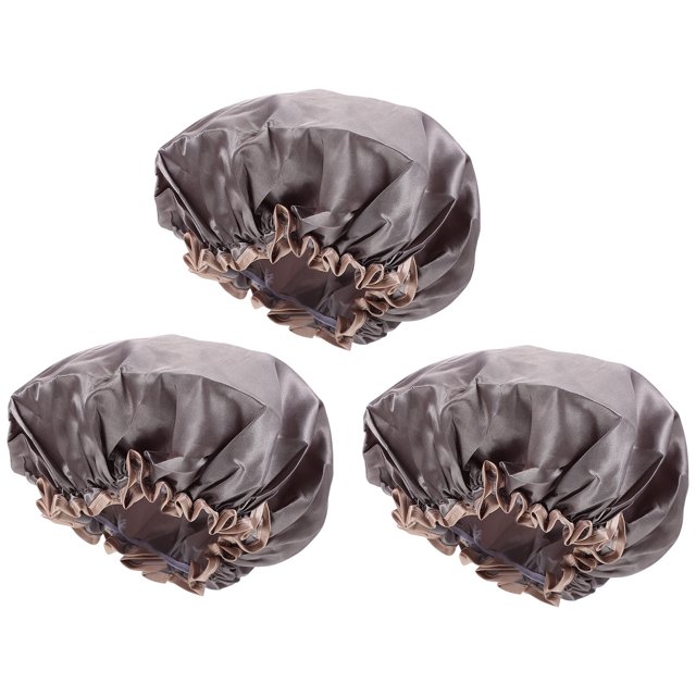 MasteelfCA 3PCS Double-layer Waterproof Bath Caps Simple PEVA Thickened Shower Caps
