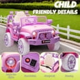 thumbnail image 6 of Okybaby 12V Kids Ride on Truck Car with Remote Control,Bluetooth,USB,LED Lights,Powered Ride on Toy Cars with Spring Suspension,Toddler Electric Toys Car for Kids Aged 2-8,Pink, 6 of 7