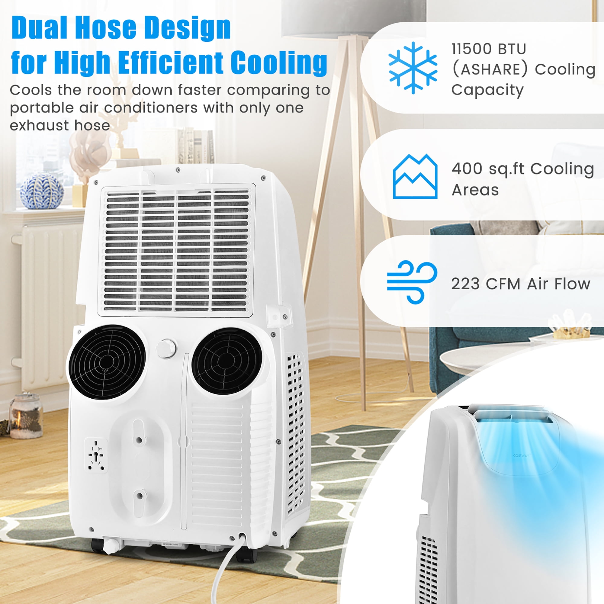 dual exhaust portable air conditioner