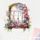 thumbnail image 1 of Adhesivo de pared romántico con forma de flor en forma de vid, autoadhesivo, PVC, 1 of 4
