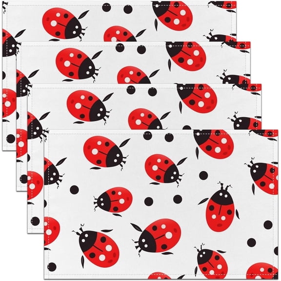 Ladybird Table Mats Placemat 12"x18" Ladybug Placemats Set of 4 Nature Themed Placemats for Dining Table Indoor Outdoor Kitchen Cute Decor Table Place Mats