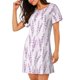thumbnail image 2 of Fotbe Lavender Flowers Bata de Dormir para Mujer con Estampado, Camisón de Algodón de Manga Corta, Ropa de Dormir Casual, 2 of 6