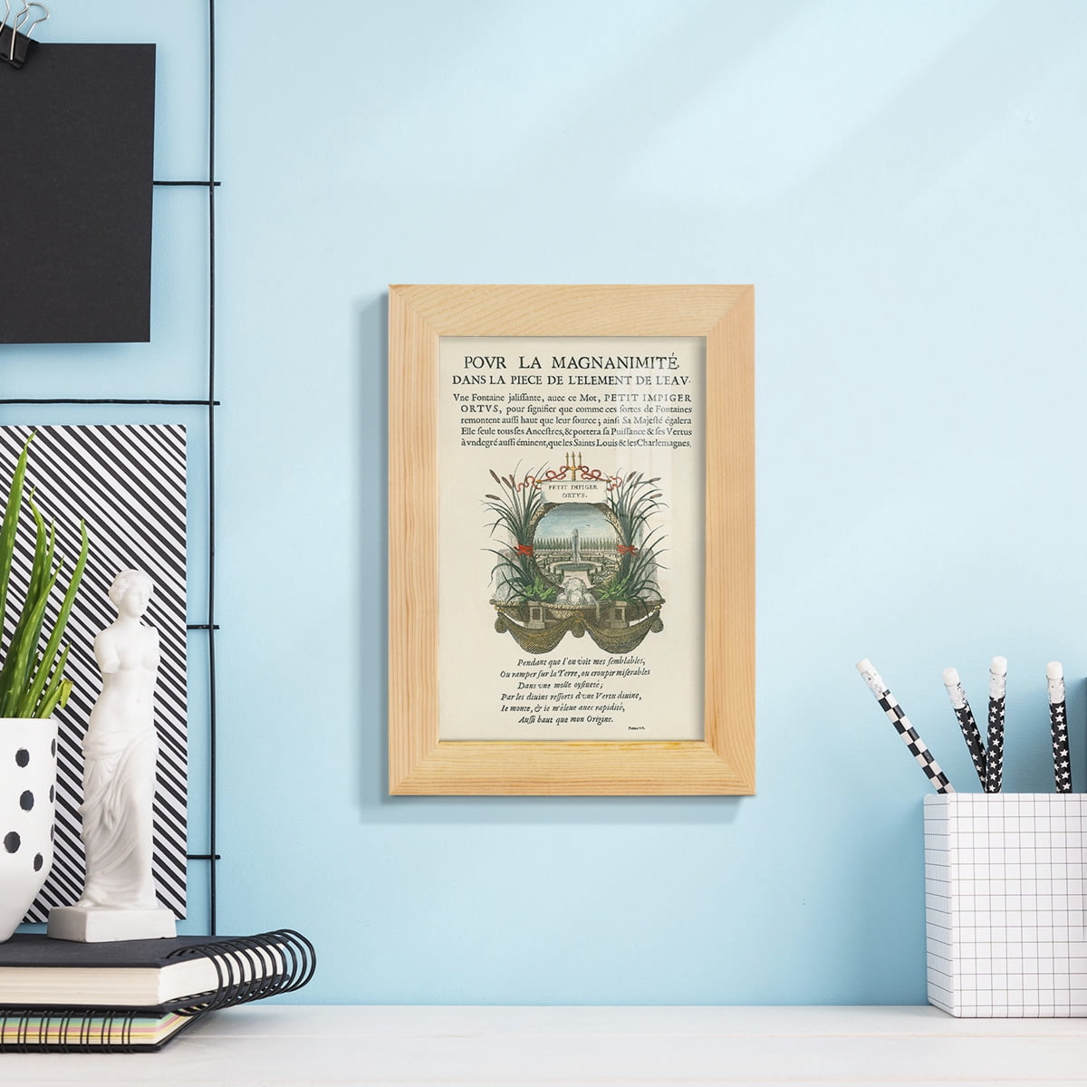 Printed Embellished Bookplate II - Framed Print w/glass - Natural Wood