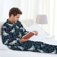 thumbnail image 6 of Naloa Glowing Butterfly Men’s Pajamas Set - Long Sleeve Button Down Sleep Shirt and Pajama Bottoms Sleepwear Set-X-Large, 6 of 7