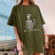 thumbnail image 5 of Moda Mujer Damas Cayó Hombro Mangas Impresión suelta Manga corta Top Pullover Tops Pompotops hfajkhk141676, 5 of 8
