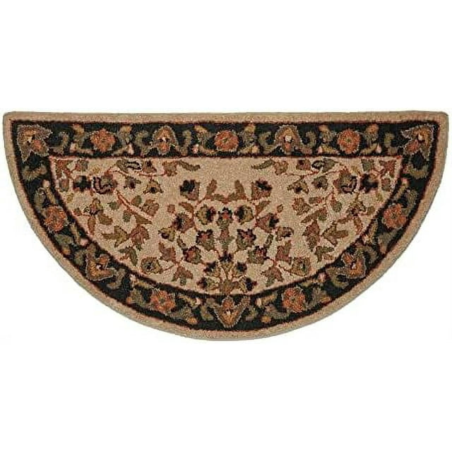 Beige with Black Hand Tufted 100% Wool Rug - Floor from Heat, Embers, and Sparks