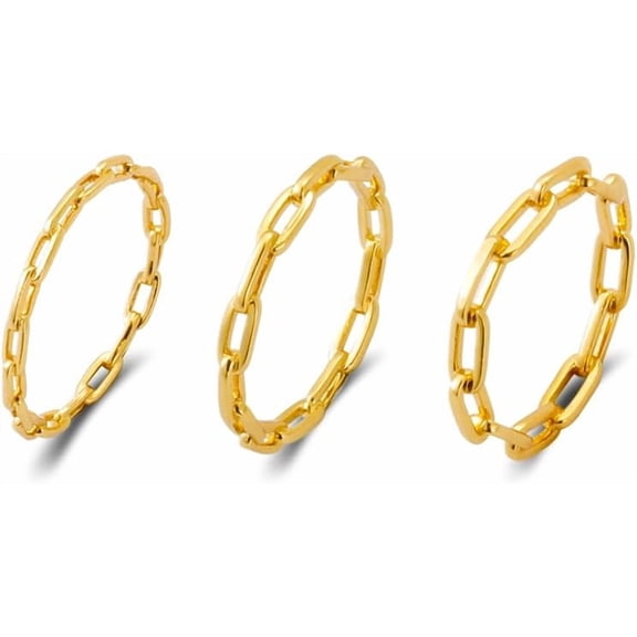 1Set Brass Finger Rings Set Stackable Link Rings for Women Personalized Jewelry US Size 8 1/2(18.5mm) Gold DIY