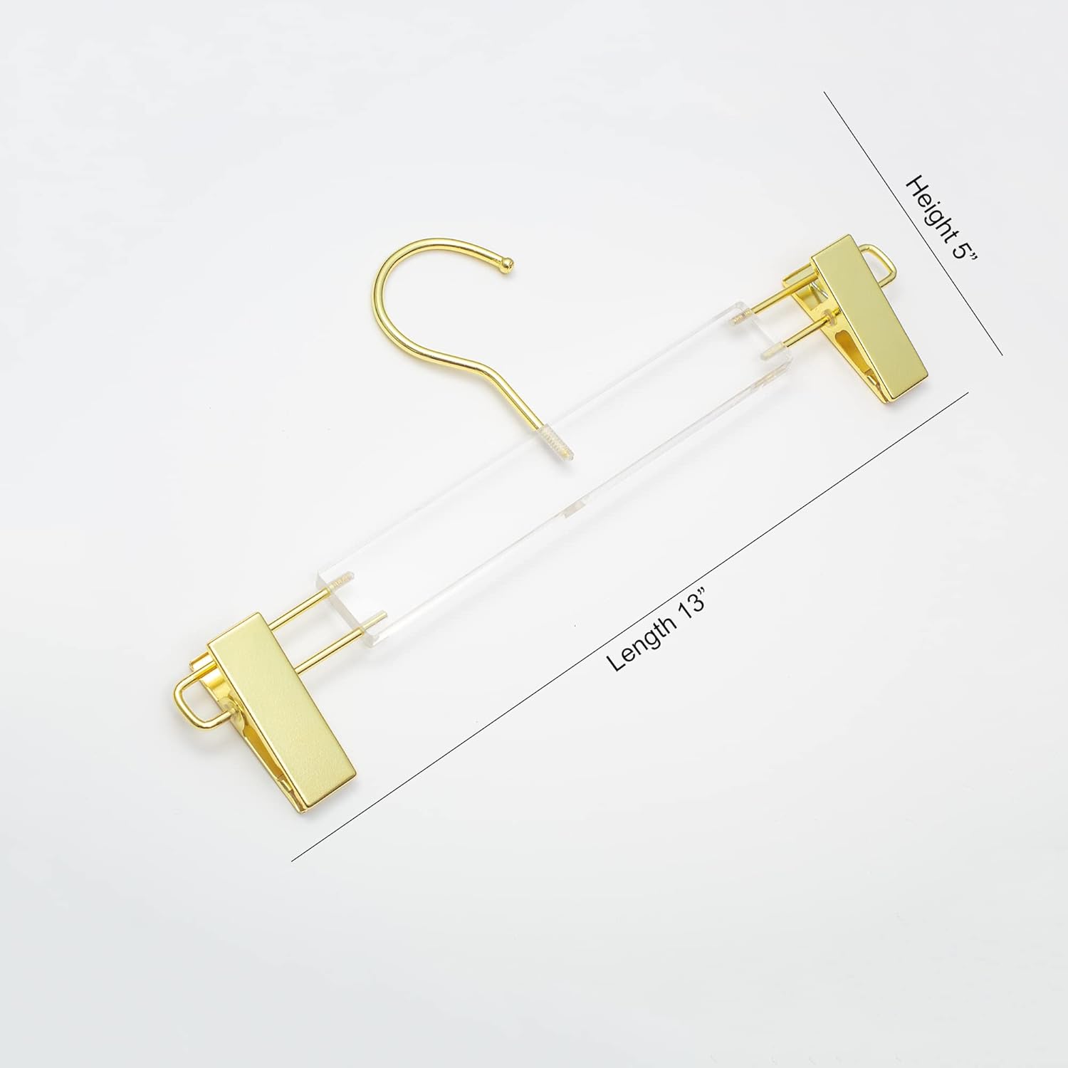 HomeCube USA Clear Acrylic Clothes Hanger with Gold Hooks & Clips – Heavy Duty Organizer for Skirts, Pants & More – Elegant Lucite Design for Closet, Home, Boutique & Retail Display