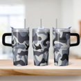 thumbnail image 2 of Camo 20oz Stainless Steel Tumbler with Handle and Straw – Insulated Travel Cup with Sliding Lid, 360° Full Wrap Printed Mug for Home, Outdoor & Sports Use, Camouflage, 2 of 6