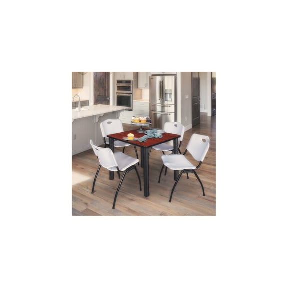 Breakroom Table Set with Chairs - 30" Square Table & 4 Stack Chairs - Dinette Table & Seating