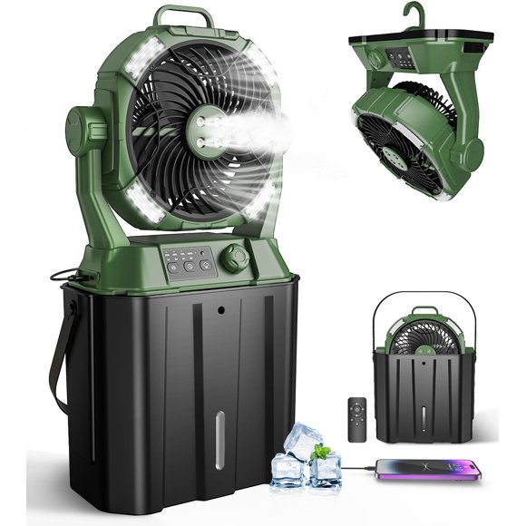 Ventilador nebulizador eléctrico portátil MONISEN 20000 mAh, 4 salidas de rociado