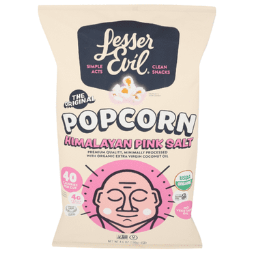 Lesser Evil Organic Himalayan Pink Salt Popcorn 4.6 oz - Pack of 2