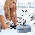 thumbnail image 2 of Blue Large Capacity Portable Cosmetic Wash Bag European Classical Style Travel Storage Organizer Velvet Makeup Bag In Blue For Women And Personal Care Essentials, 2 of 7