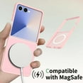 thumbnail image 4 of Phone Case For Samsung Galaxy Z Flip 7,Translucent Magnetic Phone Case for Women Men [Compatible with Magsafe] Anti-Fingerprints Shockproof Protective Ultra Slim Rugged Phone Case Cover,Pink, 4 of 6