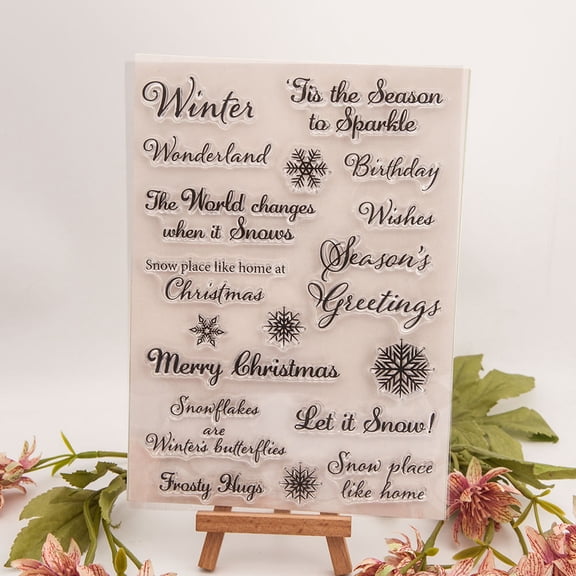 Ouginx 5.9 by 7.9 Inch Winter Christmas Letters Clear Stamps for Card Making Scrapbooking Arts Crafts Decoration