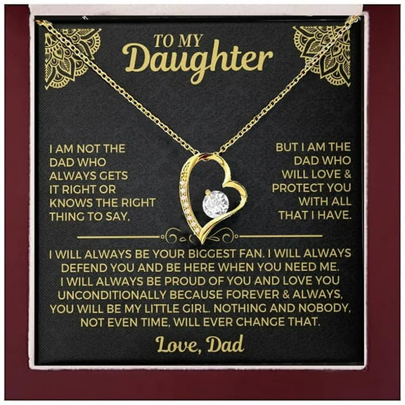 To My Daughter Necklace From Dad, Birthday,Daughter From Dad With Inspirational Message Card And Box To My Daughter 21 #1889, White Forever Love Necklace
