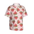 thumbnail image 3 of Xecao Hand Drawn Watermelon print Hawaiian shirt - a stylish short-sleeve button-down for men, perfect for casual beach and tropical outings., 3 of 9
