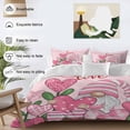 thumbnail image 3 of 3 Piece Pink Valentine's Gnomes,Duvet Cover Set Full Size,Microfiber Comforter/Quilt Cover with Corner Ties and 2 Pillowcases,Love Heart Checkered Stripe All Season Soft Bedding with Zipper Closure, 3 of 8