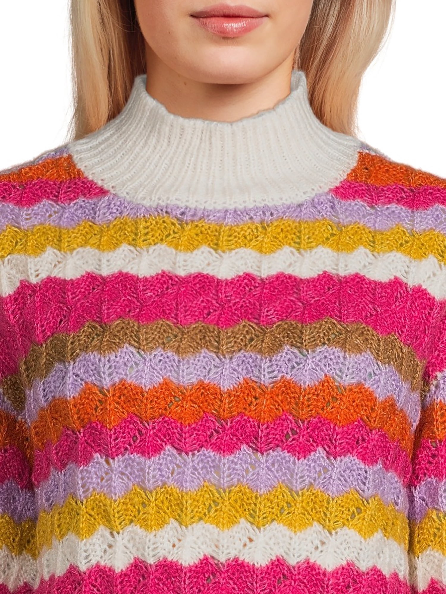 99 Jane Street Women's Mock Neck Pullover Sweater with Long Sleeves, Midweight, Sizes XS-XXXL