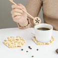 thumbnail image 3 of Leather Coasters with Heat-resistant for Drinks, fries potato chips -标题2 Hexagon, 3 of 5