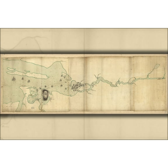 24"x36" Gallery Poster, map of Penobscot River and Bay Maine 1779