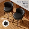thumbnail image 5 of Ninecer Counter Height Bar Stools Set of 4, 26 Inch Swivel PU Leather Bar Chairs with Back and Footrest, Round Low Back Barstools for Kitchen Island Dining Room, Black, 5 of 8