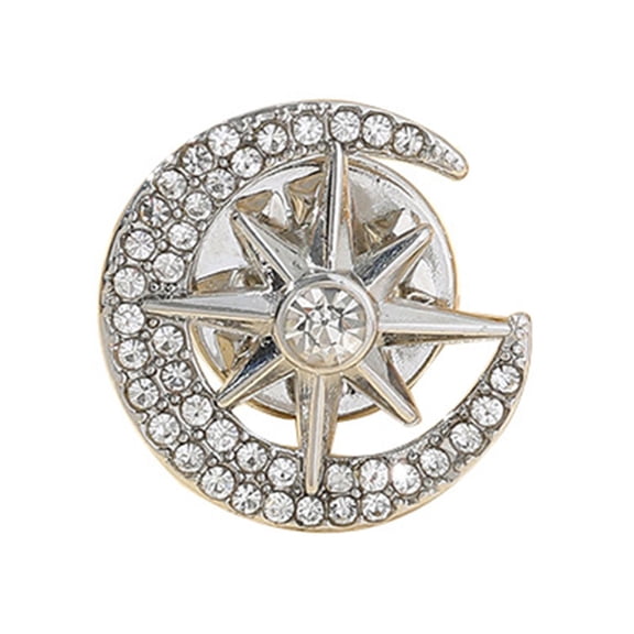 fuxzkrlz Moon Star Design Brooch Pin for Women, Rhinestones Inlaid Brooch Pin for Dress, Coat, Shawl, Zinc Alloy Badge for Mother, Wedding