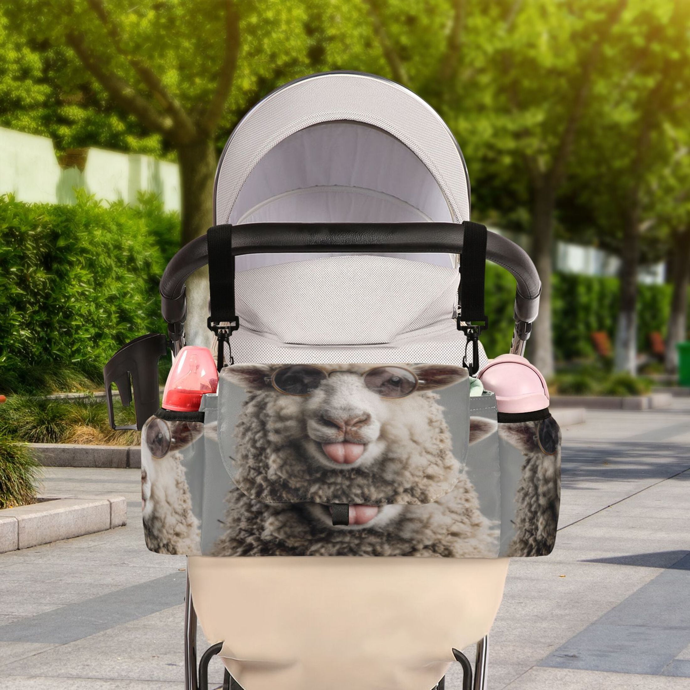 DIXRUYEE Stroller Organizer Glasses and Grin Printed