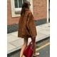 thumbnail image 3 of Abrigo informal de manga larga para mujer, Chaqueta con bolsillo y cuello Retro, Color liso, a la moda, para ir al trabajo, Otoño, 2024, 3 of 5
