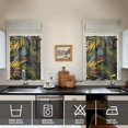 thumbnail image 4 of Tropical Aloha Floral Kitchen Curtains Set of 3 - Leafy Palm Print Valance + 2 Tier Panels Rod Pocket Design, 4 of 5