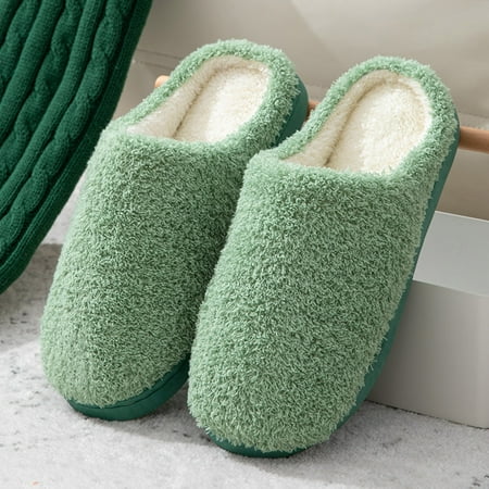 

Cathalem Electric Slippers for Women Fashionable Autumn Winter Women Slippers Flat Bottom Non Slip Short Plush Warm Comfortable Shoes Green 7
