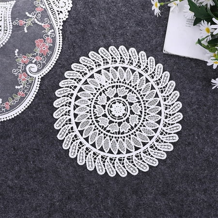 

Round Lace Coaster Embroidered Tea Set Mat Vase Coffee Coffee Table Tea Set Mat Home Decoration Photo Props Home Decoration Paper Doilies Lace Table Runner（9.84 diameter Round）
