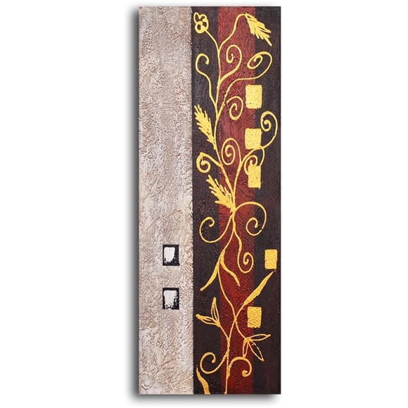 Omax Décor M 1218 12 x 32 Po Peint à la Main Oiseau sur la Peinture à l'Huile de Vigne Or